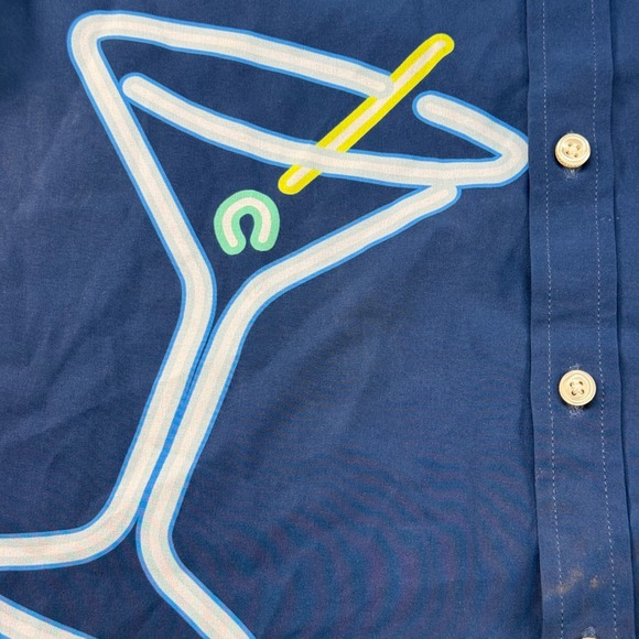 Chubbies Mens Short Sleeve Button Up Shirt Blue Martini‎ Glass Graphic Sz Medium - Picture 8 of 10